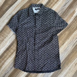 Kenneth Cole Black and White Patterned Shirt